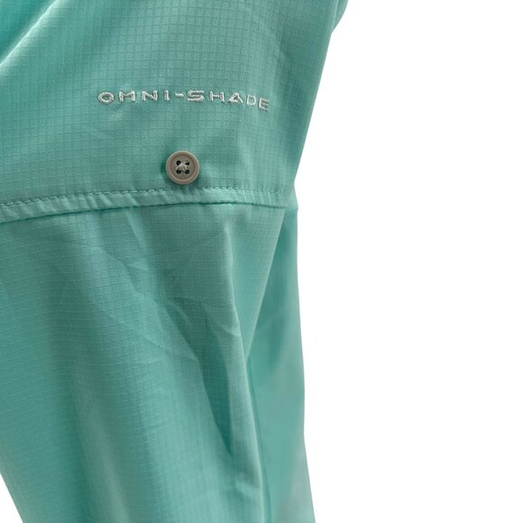 Columbia PFG Boys Large Shirt Omni-Shade Sea Foam Button Fishing - Picture 3 of 6